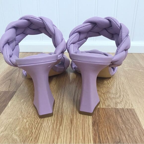 MARC FISHER Hammy Purple Braided Leather Heeled Slide Sandal Square Toe Size 6.5 - Picture 6 of 12